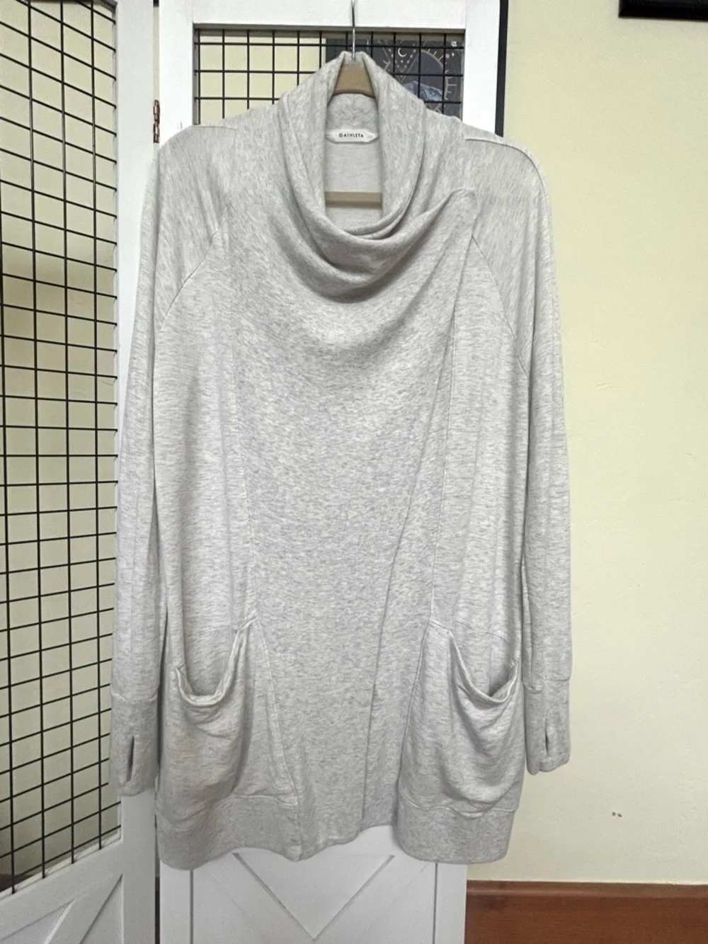 Athleta Light Heather Gray Draped Open-Front Cardigan - Picture 4 of 11